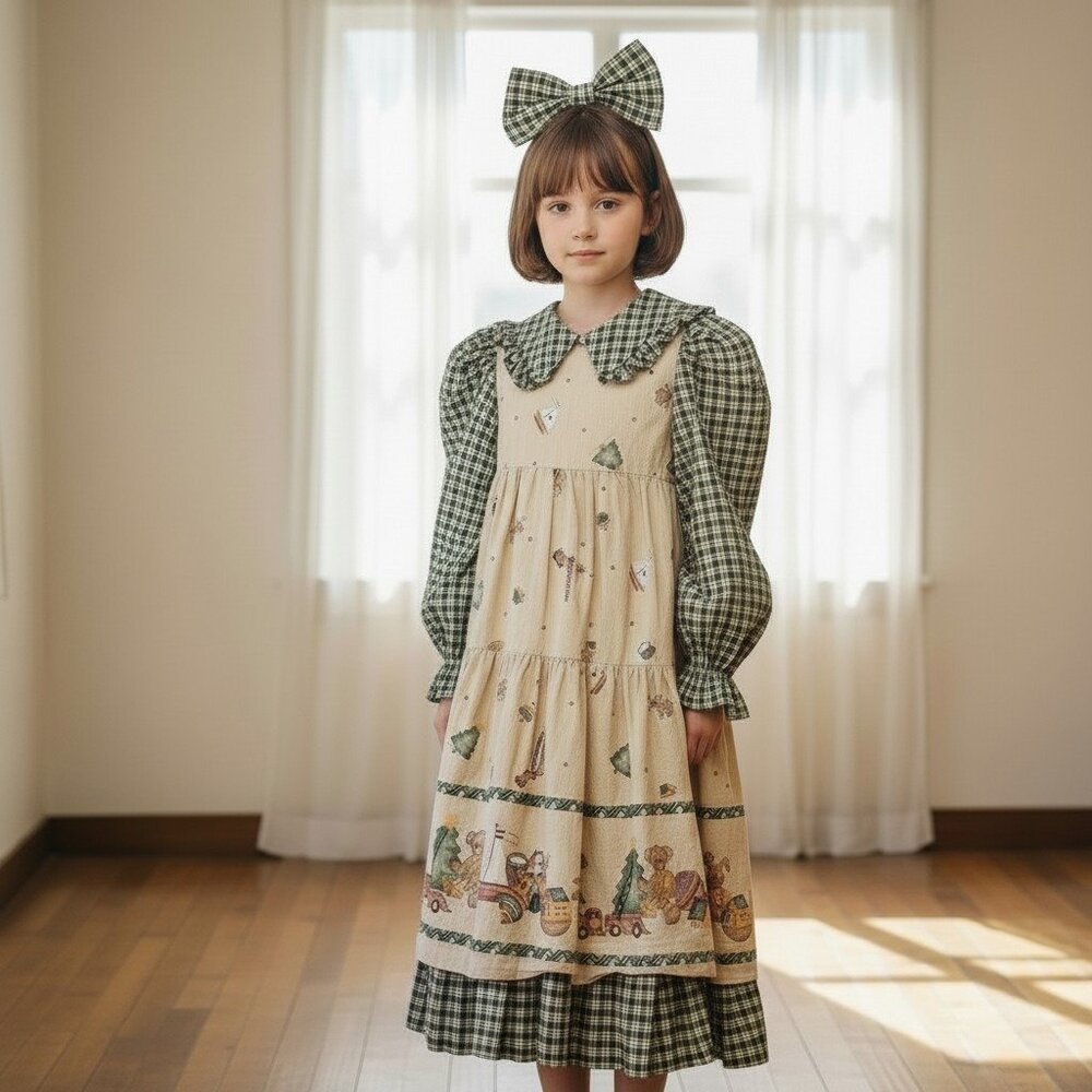 Daisy Kingdom Apron‎ Dress Size 4 Factory Made Maxi Long Christy Christmas